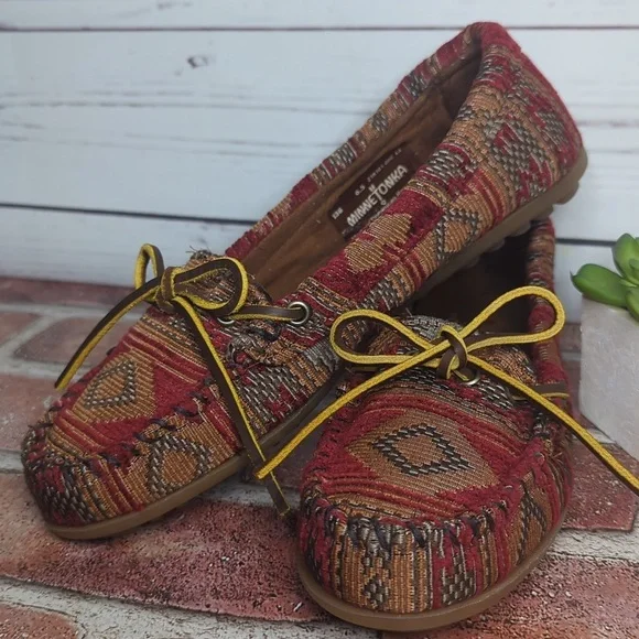 Minnetonka Baja Tapestry Southwestern‎ Boho Slip On Loafer Moccasin Women's 6.5 - Picture 4 of 16